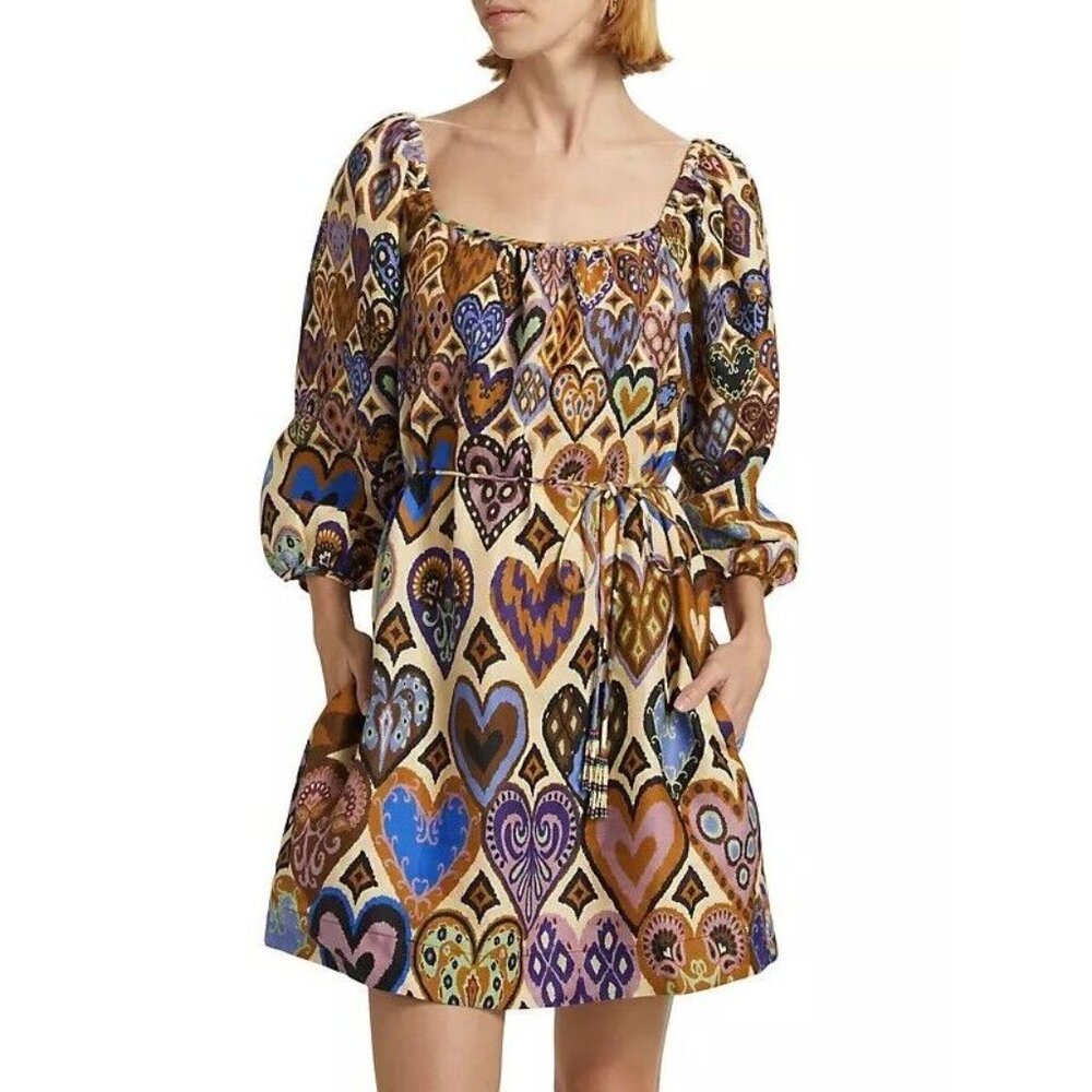FARM Rio Multicolor Heart Print Mini Dress